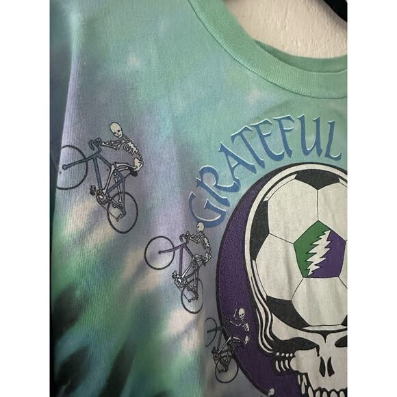 Vintage Grateful Dead T-Shirt 1990 Velodrome Tie Dye Sz L Liquid Blue USA Made - Picture 5 of 14
